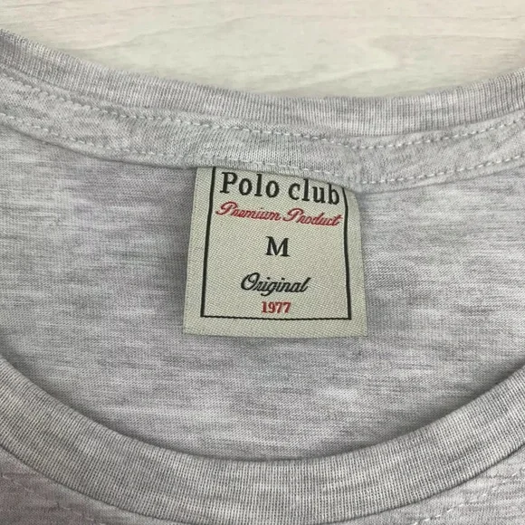 Polo Club Mens Sz Medium S/S Gray Cotton T-Shirt Equestrian Embroidered Horse🐴 - Picture 3 of 4